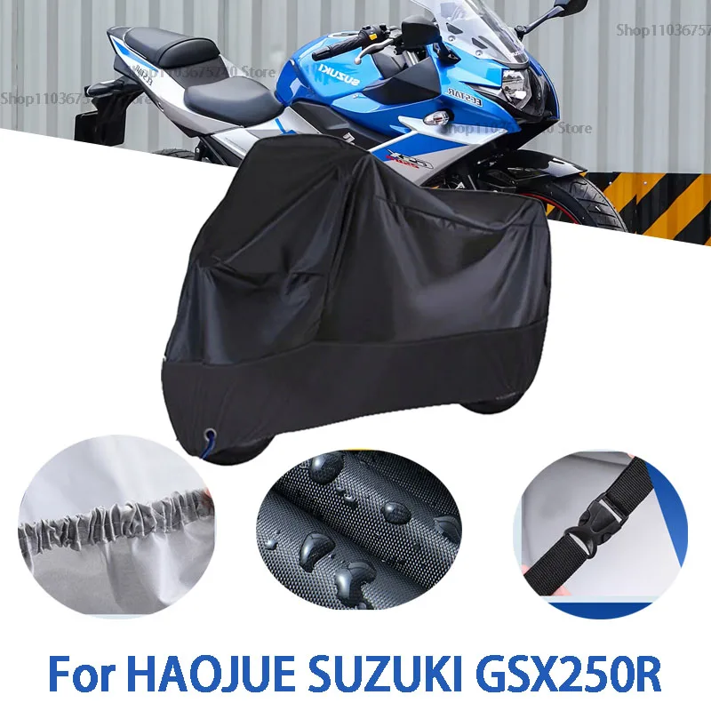

Motorcycle Full Covers For HAOJUE SUZUKI GSX250R Car Outdoors Sun Protection Dust No Ear Thickened Oxford Clothcover Accessories