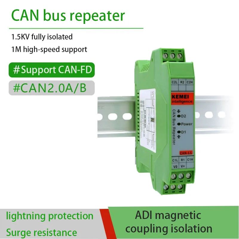 CAN-11 CAN Bus ADI Isolator Module repeater Isolation Gate Hub One in One Out CA-FD 1.5KV full isolate 1M high speed CAN2.0 A/B