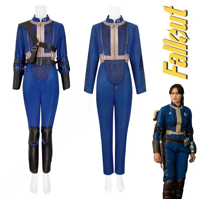 

Sky04 Fall Cos Out Lucy Cosplay Costume Vault 33 Female Male Survivor Suit Jumpsuit Uniform Prop Kids Halloween Party Dress44Si！