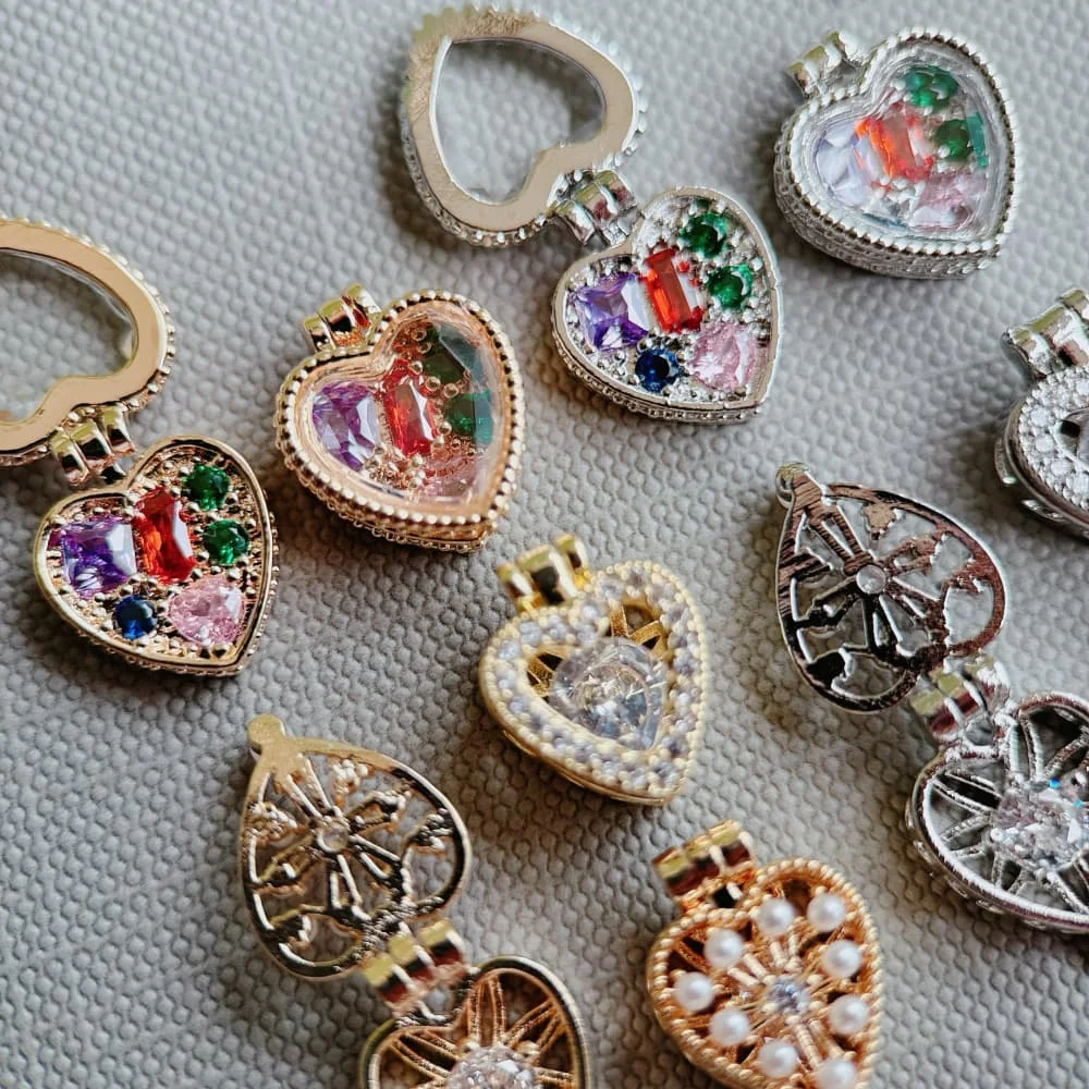 10pcs/lot Valentine's Day Love Heart Zircon Magic Box Nail Art Parts Manicure DIY Nails Accesorios Supplies Decorations Charms
