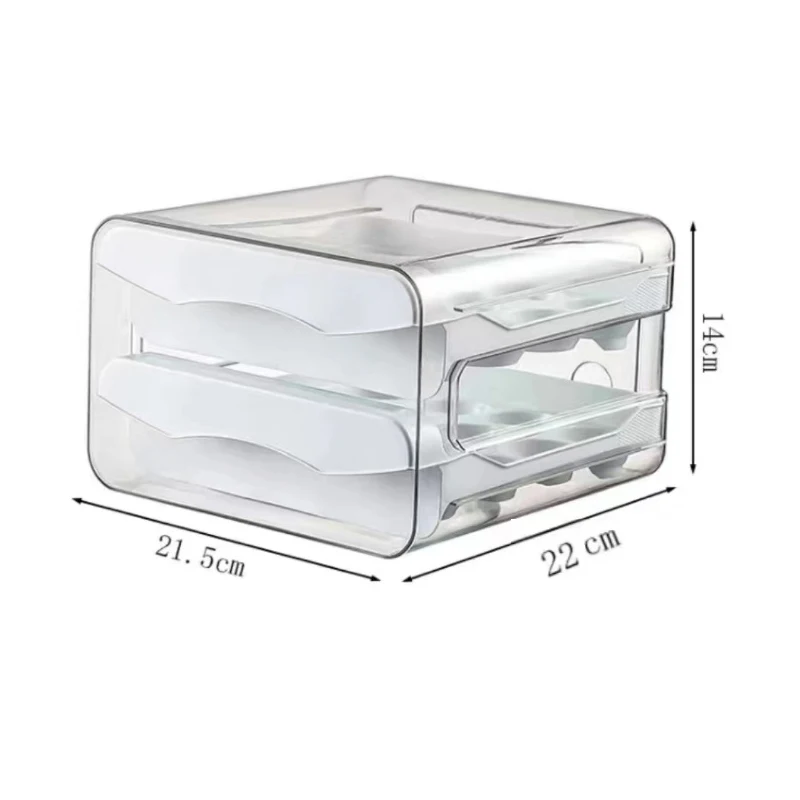  Kitchen Egg Storage Box, 1 Piece, Fresh Plastic Fridge, 2-Layer Drawer Type, Large Capacity, Home Kitchen Organizer Holder image 2