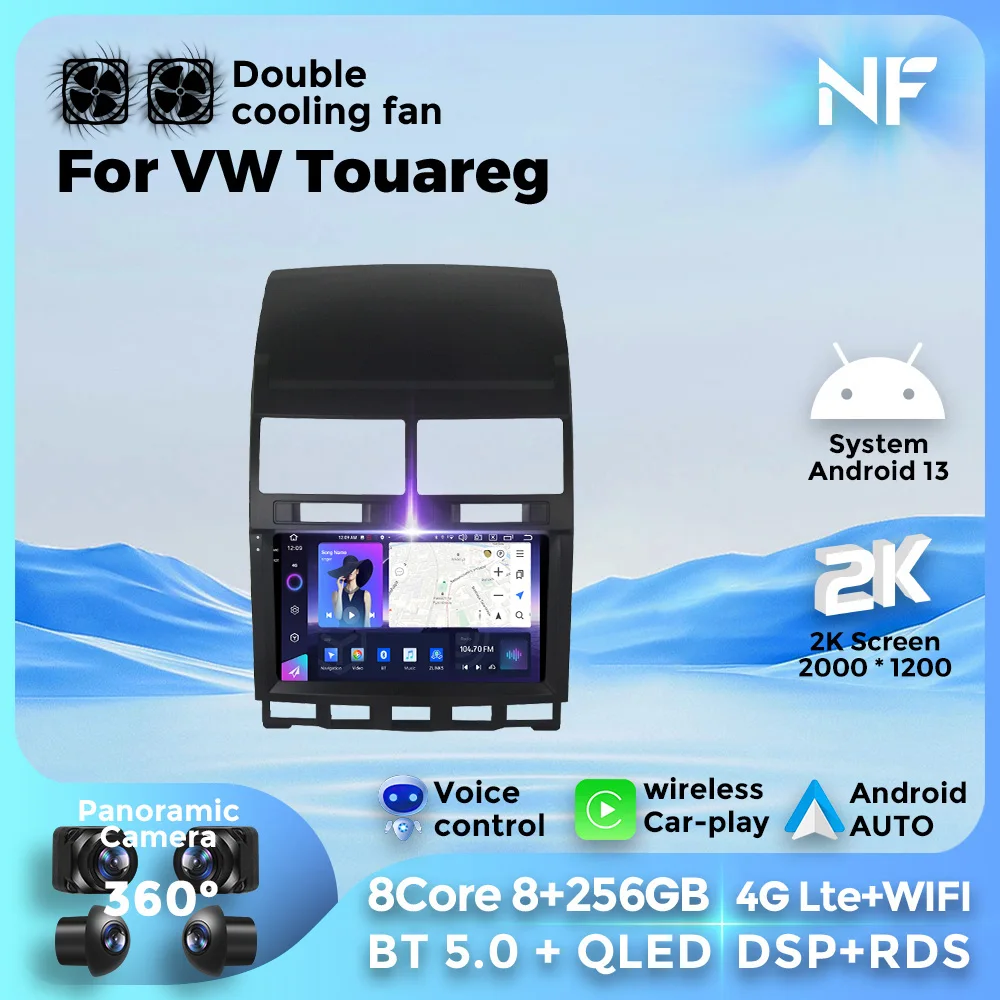 

For Volkswagen Touareg 9inch Android 13 Car Radio Multimedia Video Player GPS Navigation Carplay Support Wirelesso 4G WIFI 256GB