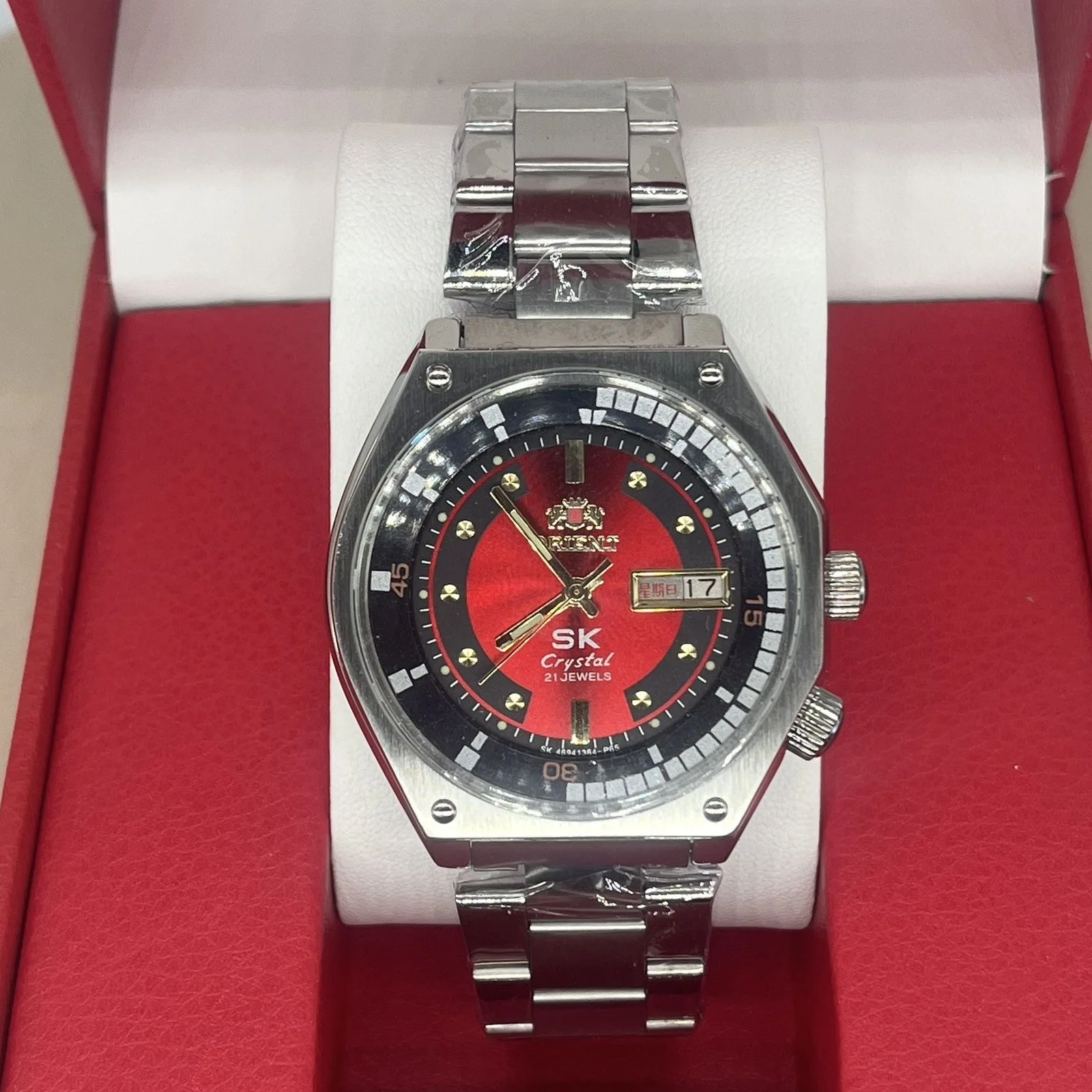 Orient RA-AA0B03L Orologio automatico da uomo 22J SK Crystal Steel Band Day-Date 200M Orologio da polso sportivo subacqueo retrò resistente all'acqua