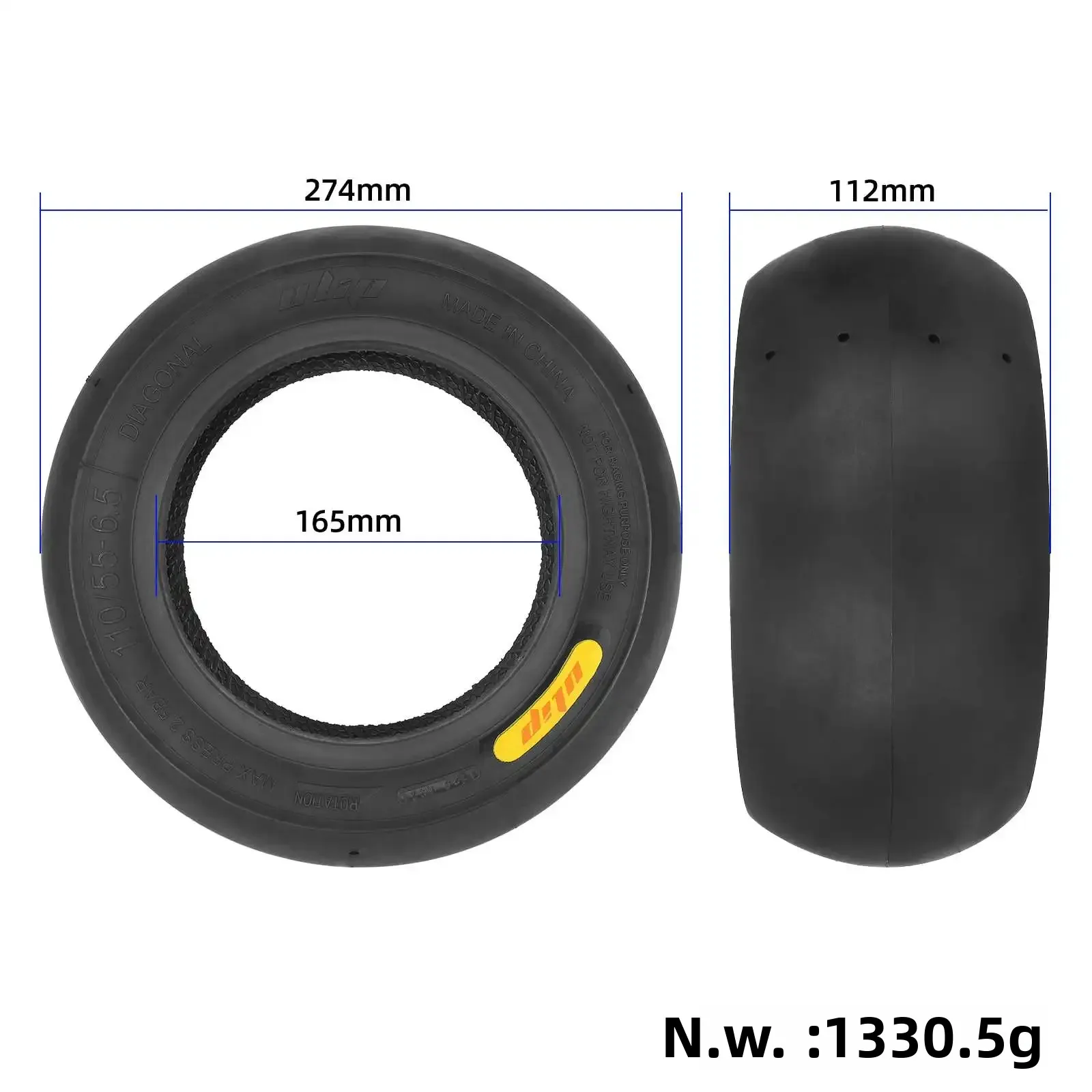 Ulip 110/55-6.5 شبه الساخن تذوب رياضي أصلع إطارات دون أنابيب متوافق 10 بوصة 11 بوصة إطار رياضي لملحقات سكوتر كهربائي