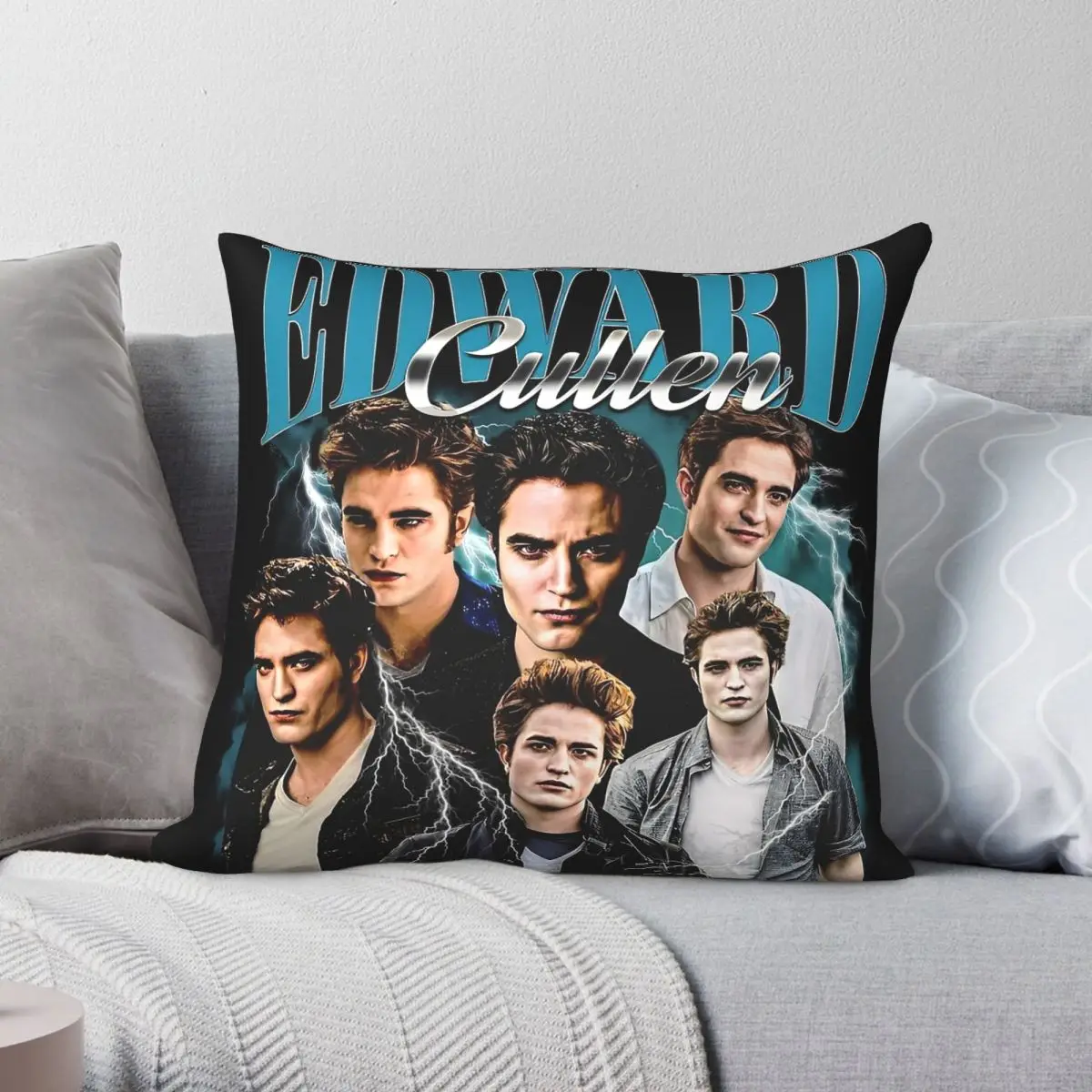 Twilight Saga Edward Cullen Square Pillowcase Polyester Linen Velvet Printed Zip Decor Car Cushion Cover