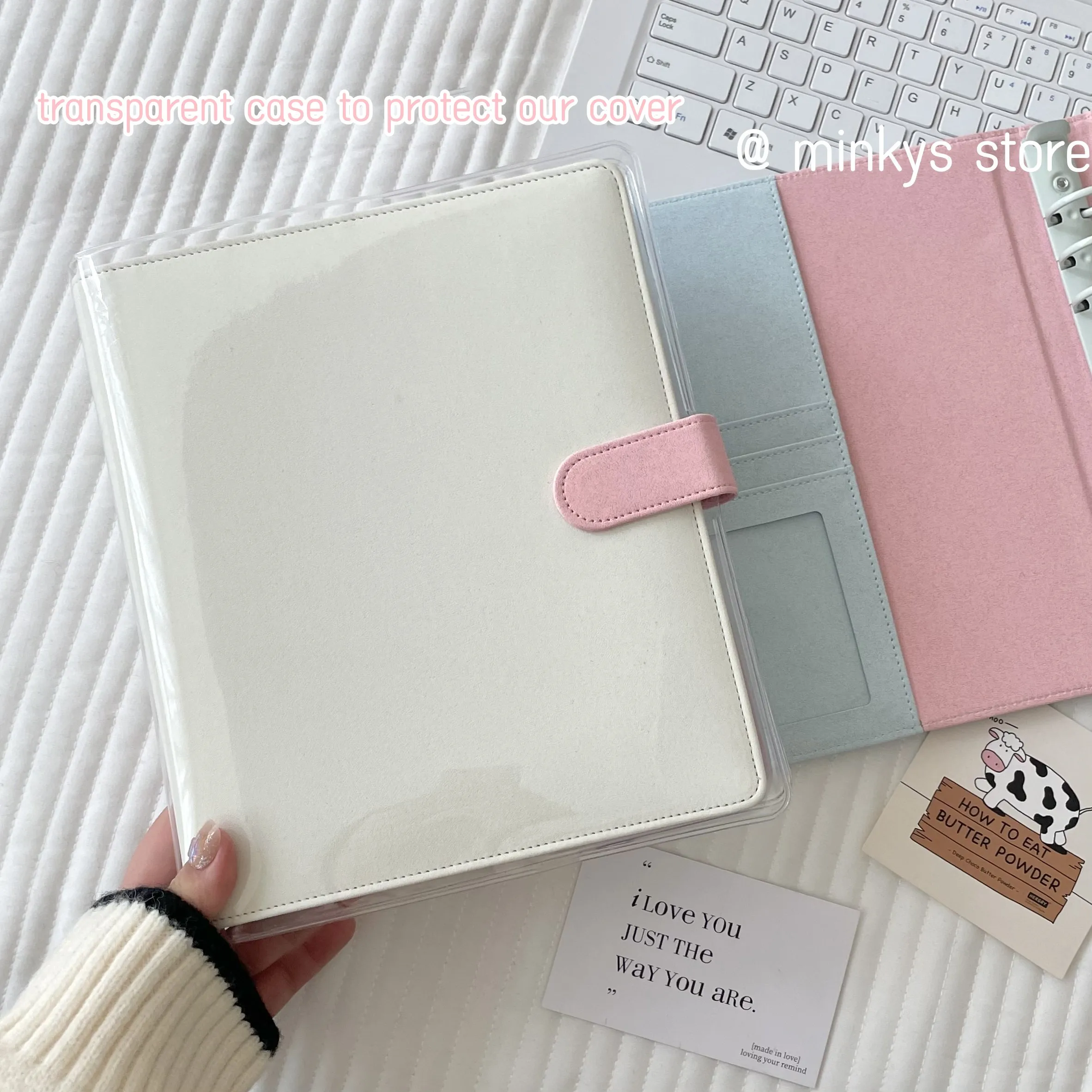 MINKYS Makronen Funkelnde PU A5 Kpop Fotokarten Sammelbuch 3 Zoll Fotokarten Aufbewahrungsalbum Korea Kawaii Briefpapier – Detail 8