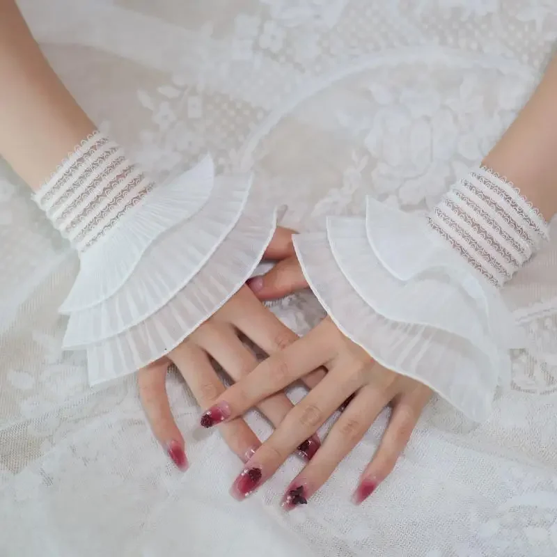 1 คู่เล็บภาพสามชั้นตาข่ายลูกไม้ตกแต่งแขนเล็บแสดงแขน DIY พื้นหลัง Prop เล็บเครื่องมืออุปกรณ์เสริม