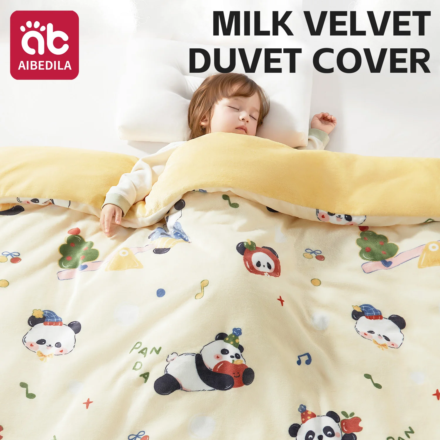 

AIBEDILA Milk Velvet Children Duvet Cover Comfortable Kids Baby Duvet Cover Thickened Warm Printed Cartoon Blanket 150x200cm
