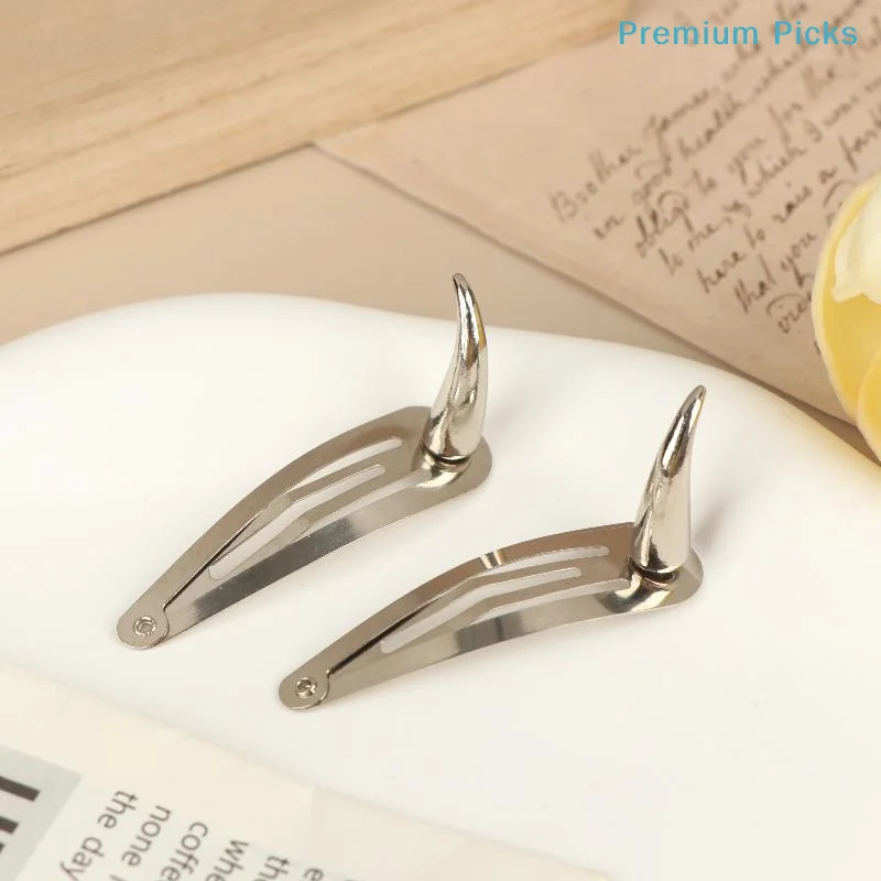 portable2/5Pcs Women Harajuku Gothic Punk Hair Clips Y2K Spiker Rivet Hairpin Demon Horn Batterttes Girl Hair Accessories Gift