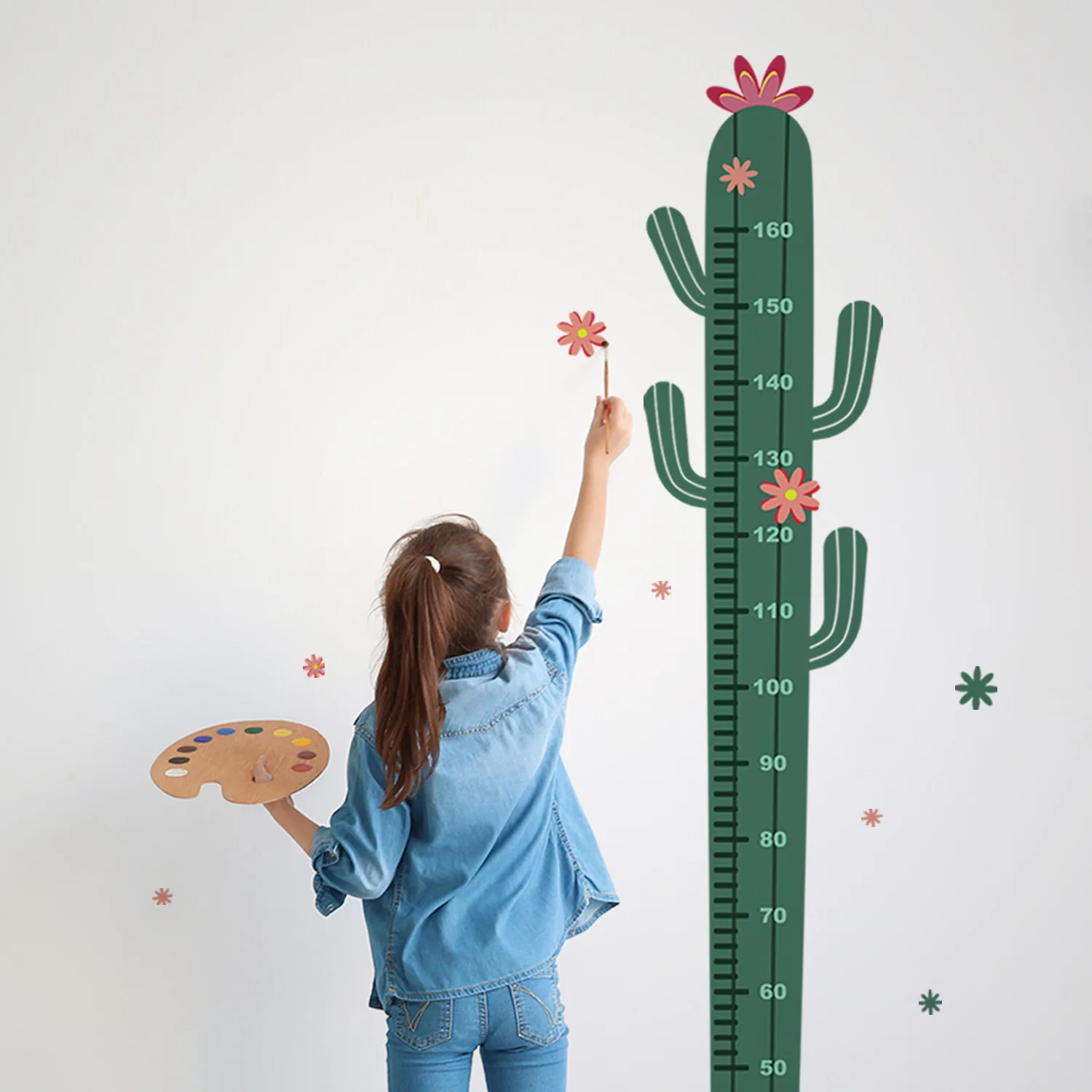 Cartoon Cactus Height Sticker Decorative Wall Sticker Living Room Room Decoration