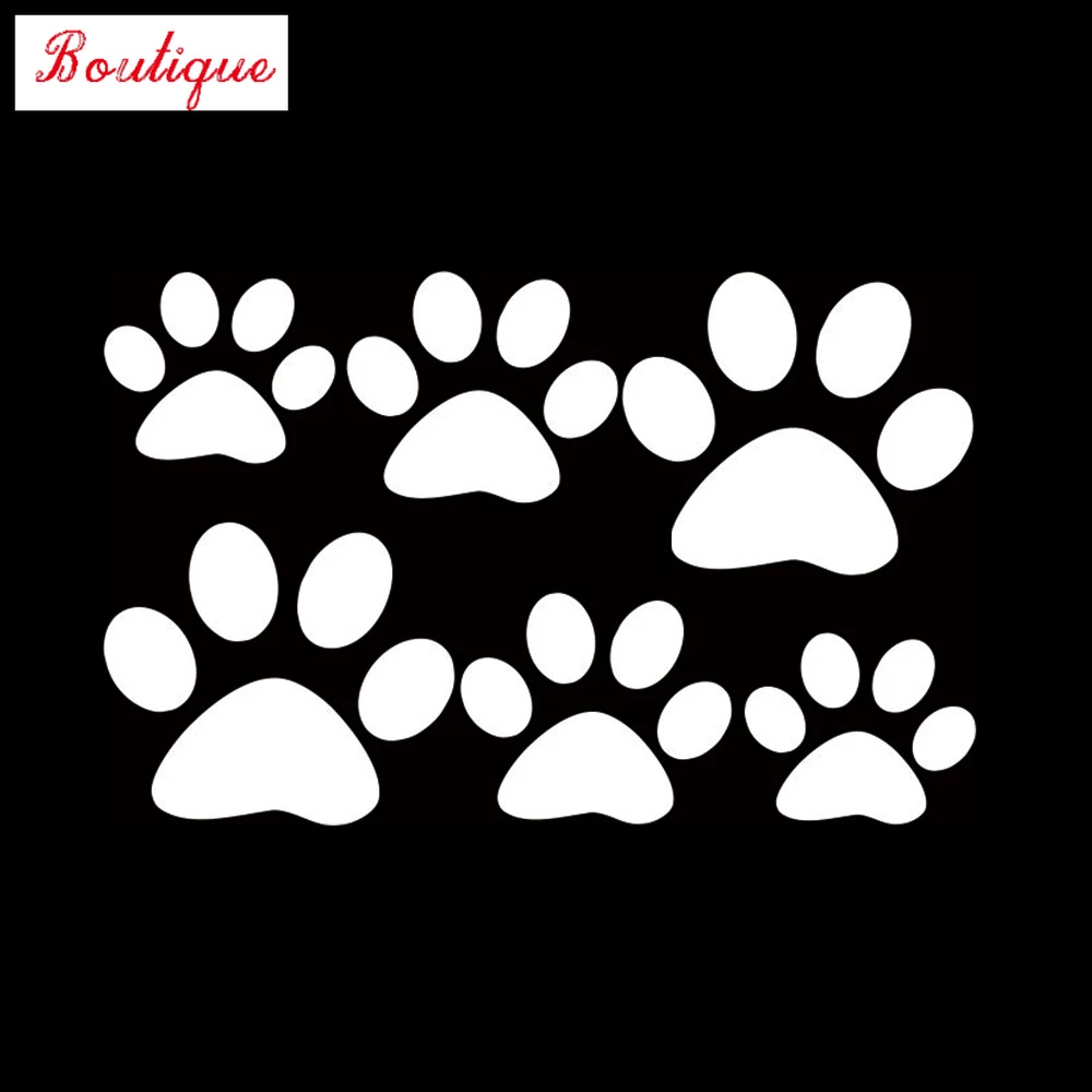 6 x funny creative cute PVC car stickers, waterproof dog and cat paws, pet animal footprints decoration car body stickers, vinyl