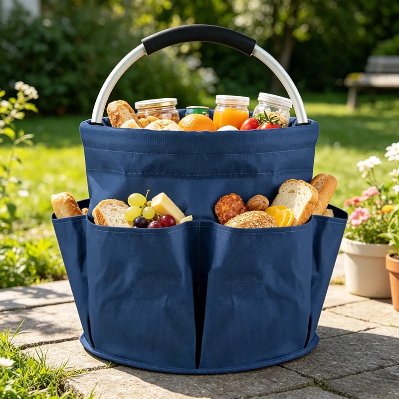 Tragbarer Picknickkorb, Strandkorb für den Außenbereich, handgehaltener, faltbarer Aufbewahrungskorb für Toilettenartikel, Duschkorb, Einkaufskorb für zu Hause