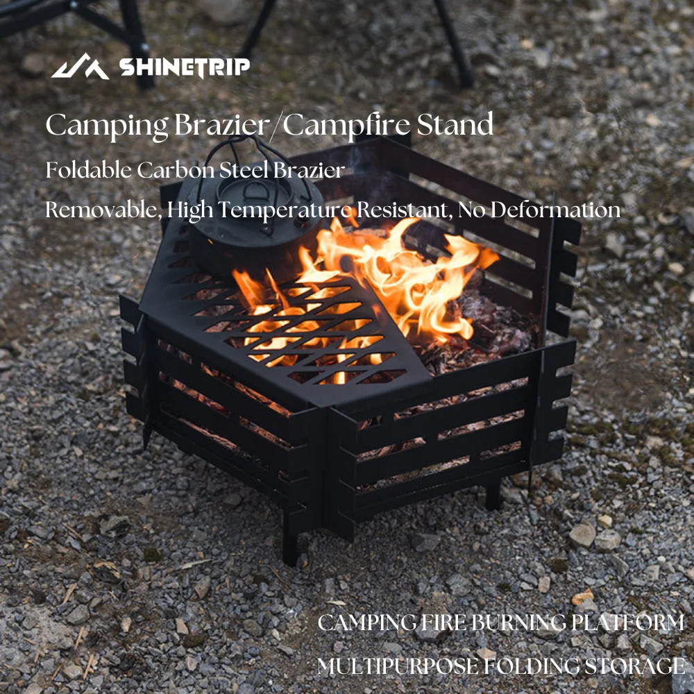 

Camping Brazier Campfire Stand Folding Bonfire Stove Fire Pit Carbon Steel Incinerator Portable Firewood Burner Outdoor Furnace