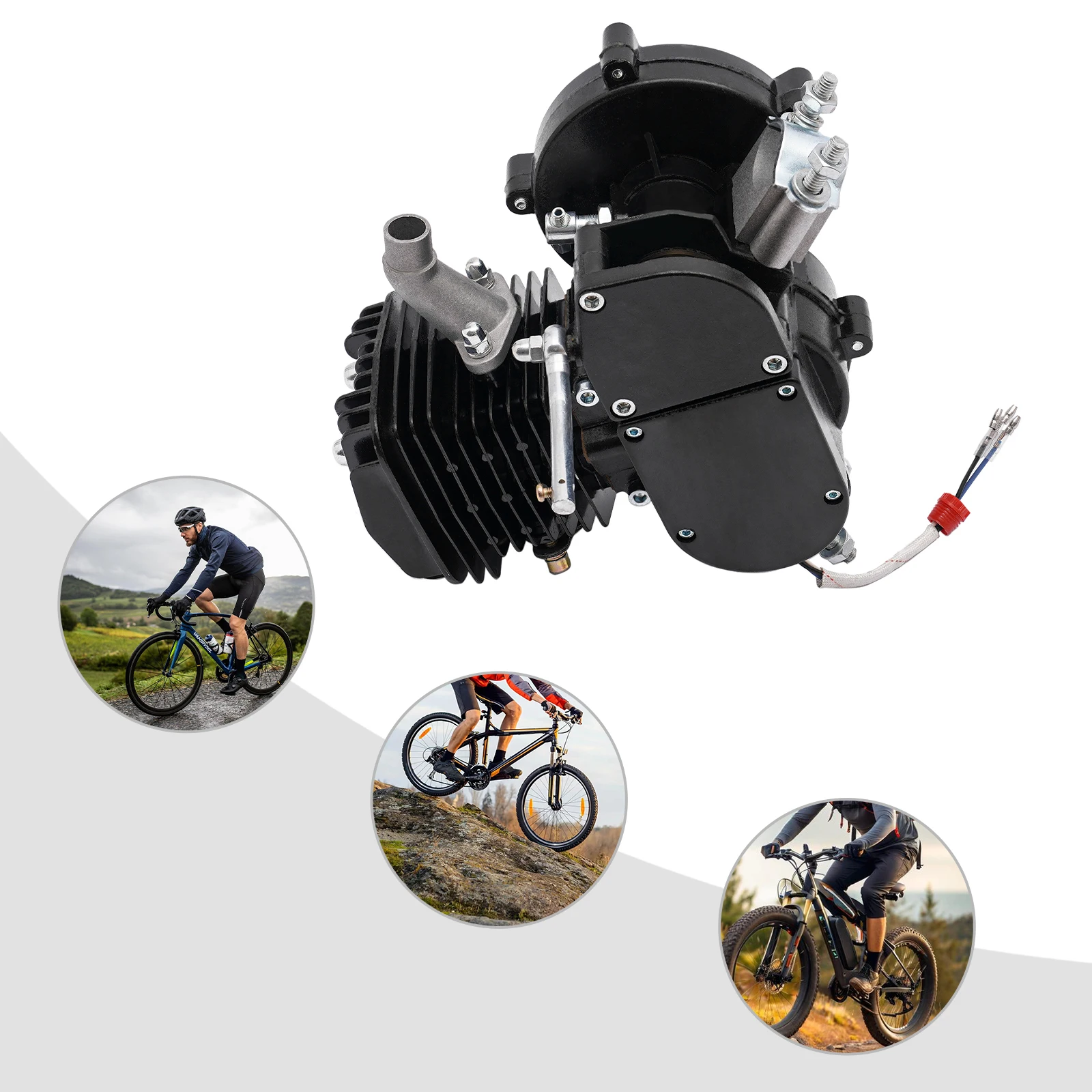 80CC 2-Stroke Bicycle Engine Kit, 1.65 HP 5500RPM Single Cylinder Air Cooled Gas Engine, Motor Bicycle Motor Kit, with CDI Ignition System