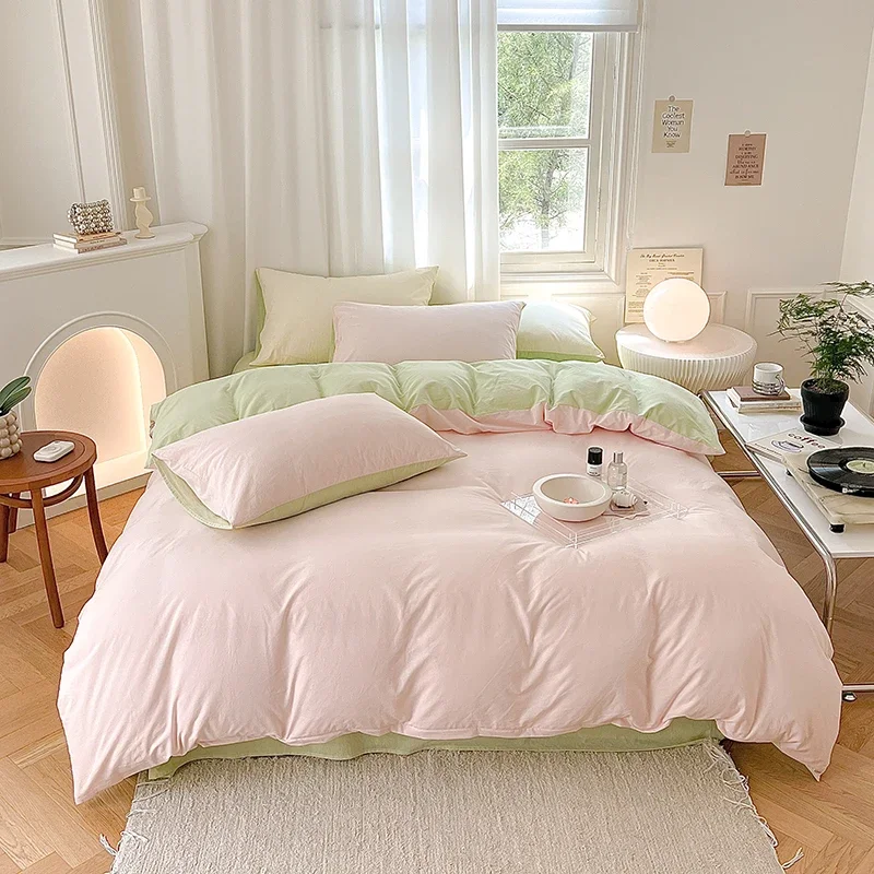 High End 100% Cotton Duvet Cover Set Mixed Color Skin Friendly Queen Bedding Set Single Double Comforter Cover Sheet Pillowcases