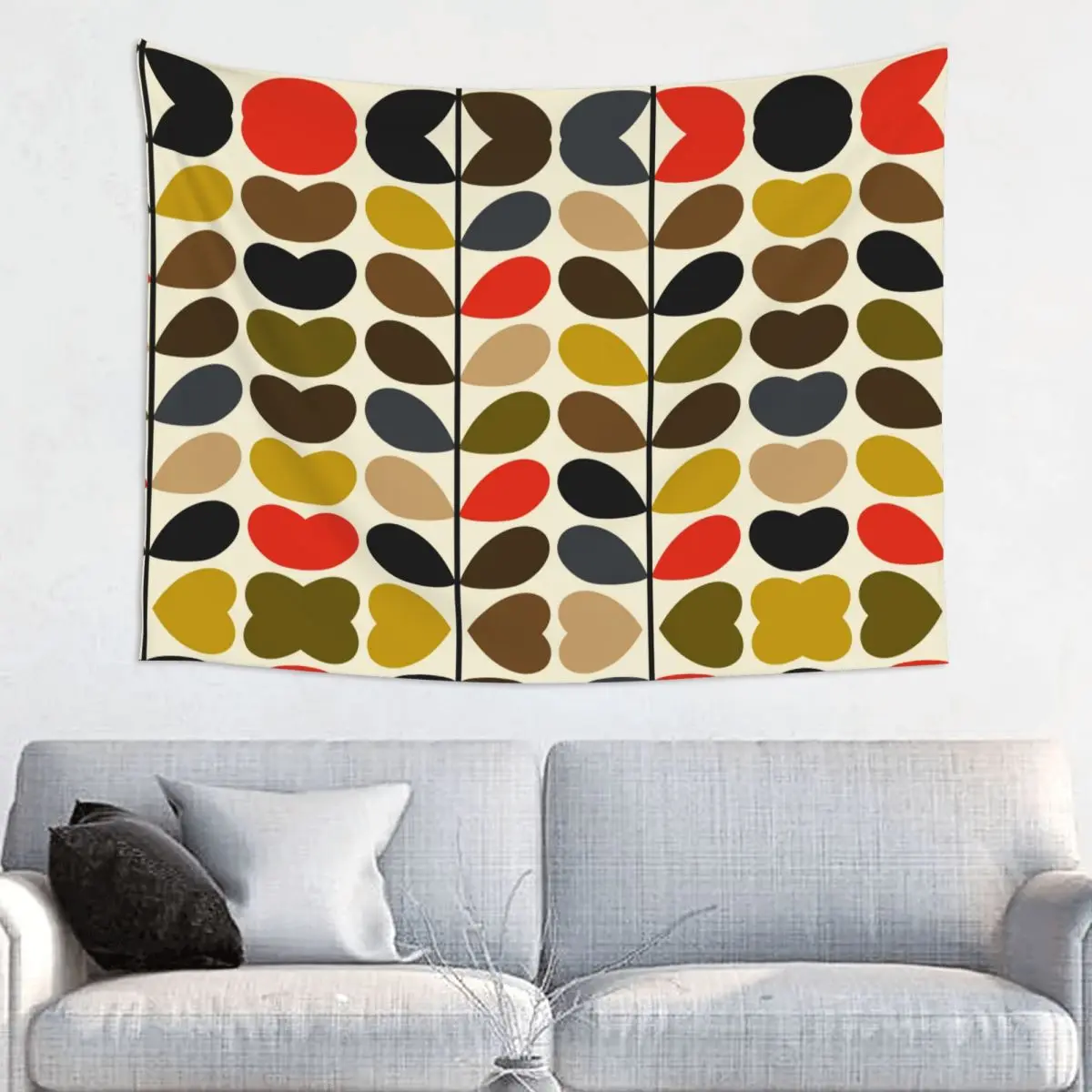 Orla Kiely  Multi Stem Hippie Tapestry for Living Room Dorm Decoration Mid Century Scandinavian Geometric Tapestries Home Decor