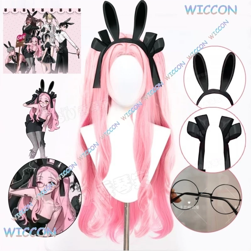 Anime Alien Bühne Cosplay 3th Anniversary Mizi Cosplay Perücke Rosa Doppel Pferdeschwänze Mizi Kaffee Maid Anzug Frauen Halloween Roleplay