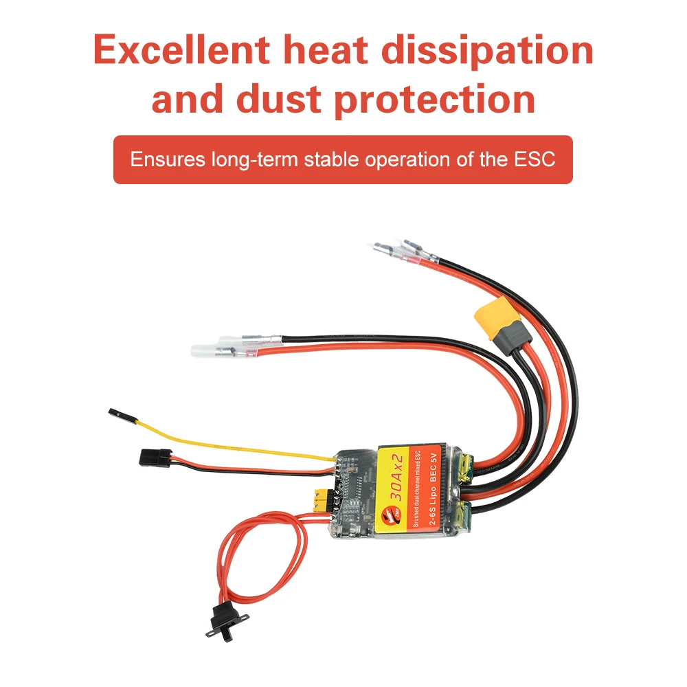 30A 50A Zweikanaliger bidirektionaler bürstenloser ESC mit PWM-Signaleingang, geeignet für RC-Autos, RC-Boote, Kettenfahrzeuge – Detail 4