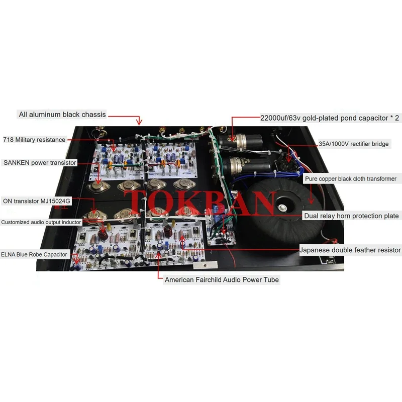 Tokban Naim Nap250 2 채널 파워 앰프, 고출력 사운드, 웜 온 MJ15024G 트랜지스터, HIFI 앰프 오디오, 90w * 2