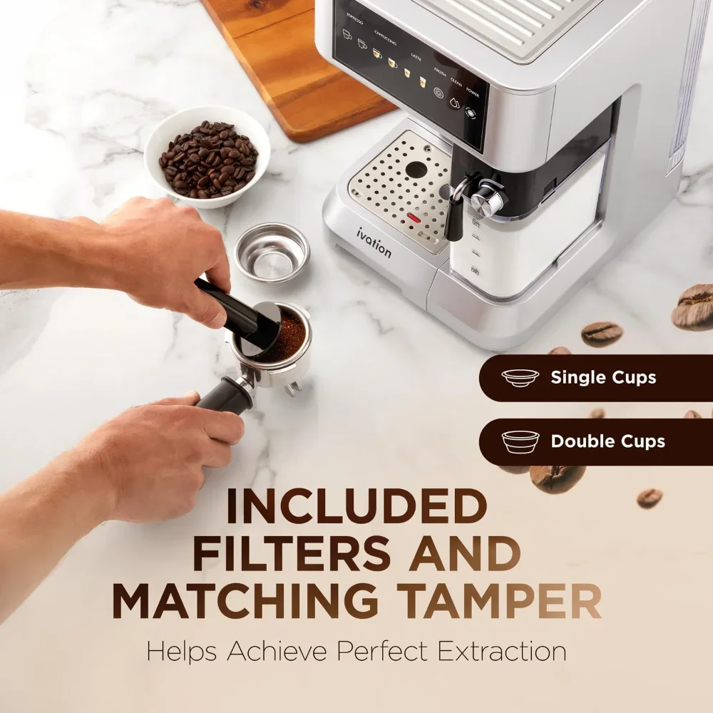 recommend.58mm | Coffee Machine for Home |Espresso & Cappuccino Maker w/Milk Frother | Single image 5