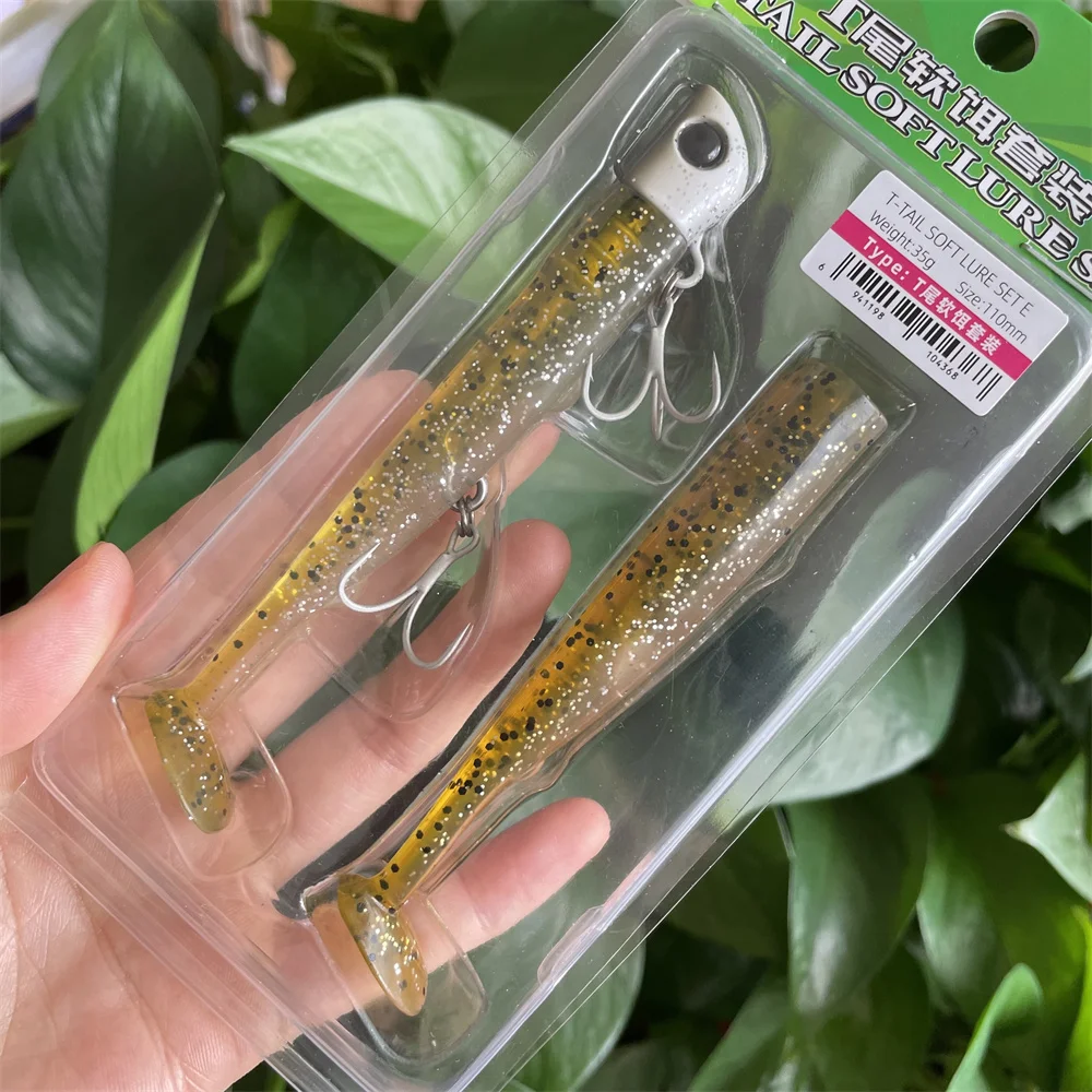 

TSURINOYA 3 bags T Tail Soft Worm 110mm 35g Ultra Long Casting Fishing Lure For Seabass Sea Fishing Soft Bait With Jig Hooks