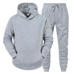 Solid Color Men Sweatshirt Pants Set 2024 Spring Casual Solid Color Running Jogging Sport Tracksuit Pockets Athletic Sweatsuit