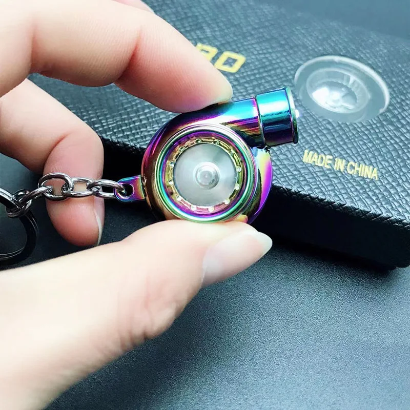 Mini Turbo Turbocharger Keychain Spinning Turbine Key Chain Ring Keyring Keyfob Car Keyring Car Interior Accessories