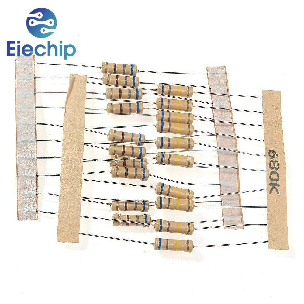 

200PCS/Set 20 Kinds 1W Resistance 5% Carbon Film Resistor Pack Assorted Kit,10 ohm ~1M 6.8K 10K 22K 47K 68K 1M Resistors