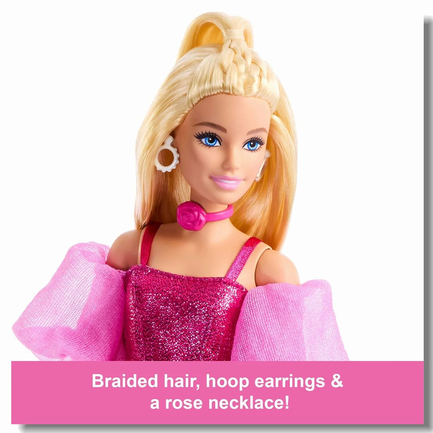 Bonecas barbie originais estilo deluxe 1/6, brinquedos para meninas, colar rosa, bolsa em formato de arco, calças rosa, óculos de sol azuis, moda feminina