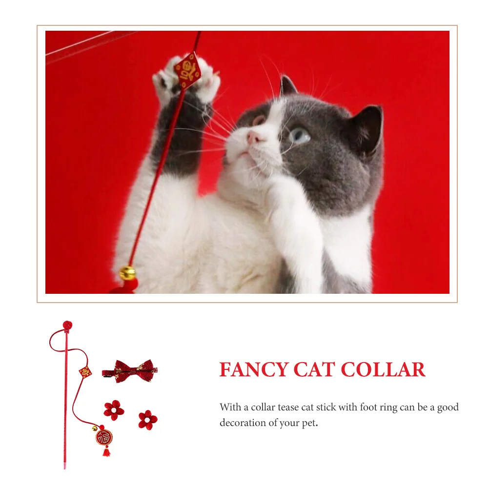 

1Set Cat Necklace Decor Set Stylish New Year Costume for Cats Comfortable Fit Festival Celebration Fashion Accessory