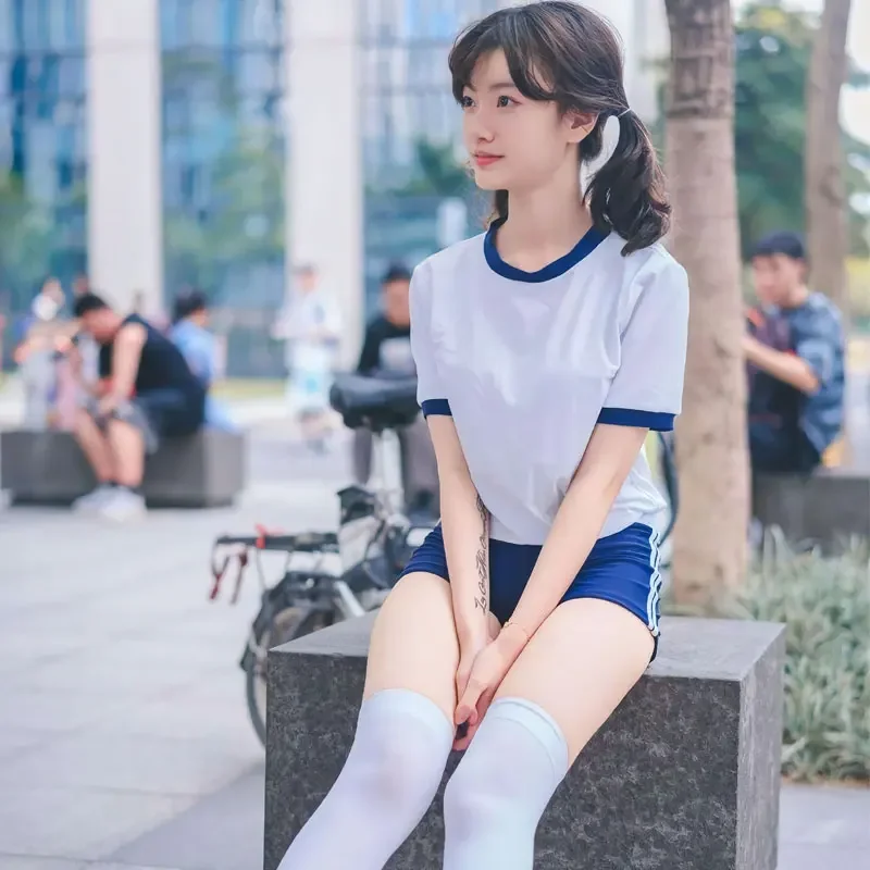 Japanese School Uniform Women Jersey Anime Cosplay Costume Gym Sportwear Cheerleader Volleyball JK Suit T Shirt Shorts Bloomers