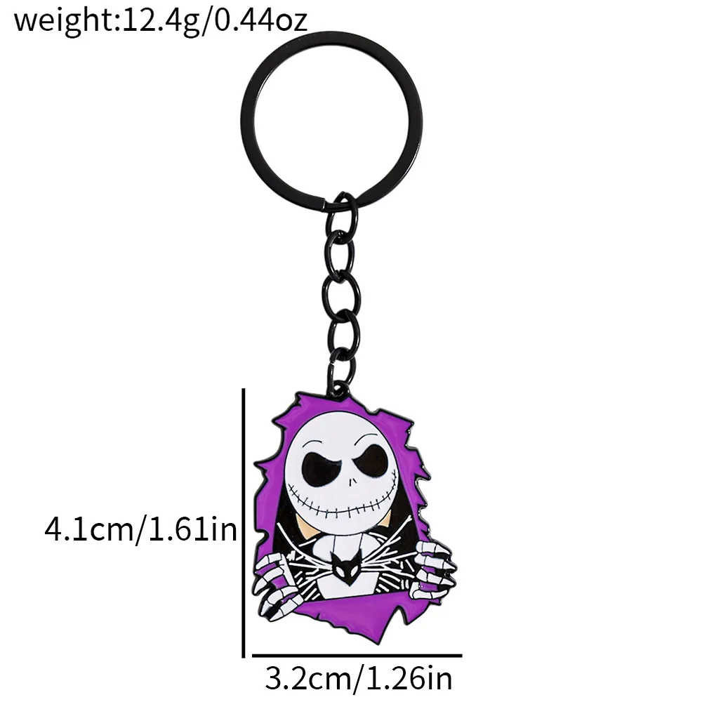 Anime Cartoon Nightmare Before Christmas Schlüsselanhänger Jack Skellington Charms Gothic Halloween Accessoires Geschenke – Detail 1