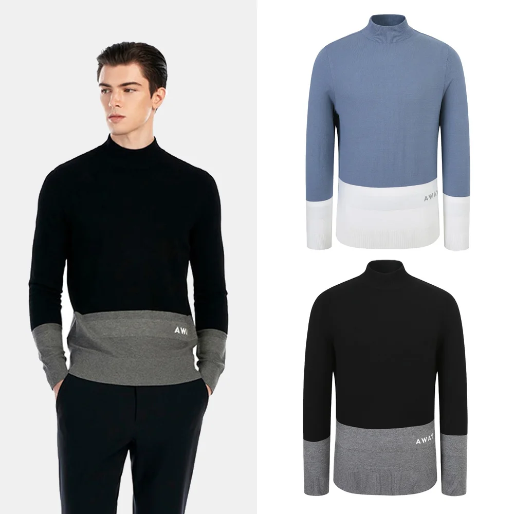 

"High Elasticity! Men's Sportswear! Golf, Classic Trendy Knitted Sweater! Luxurious, Half Turtleneck, Autumn Sports!"