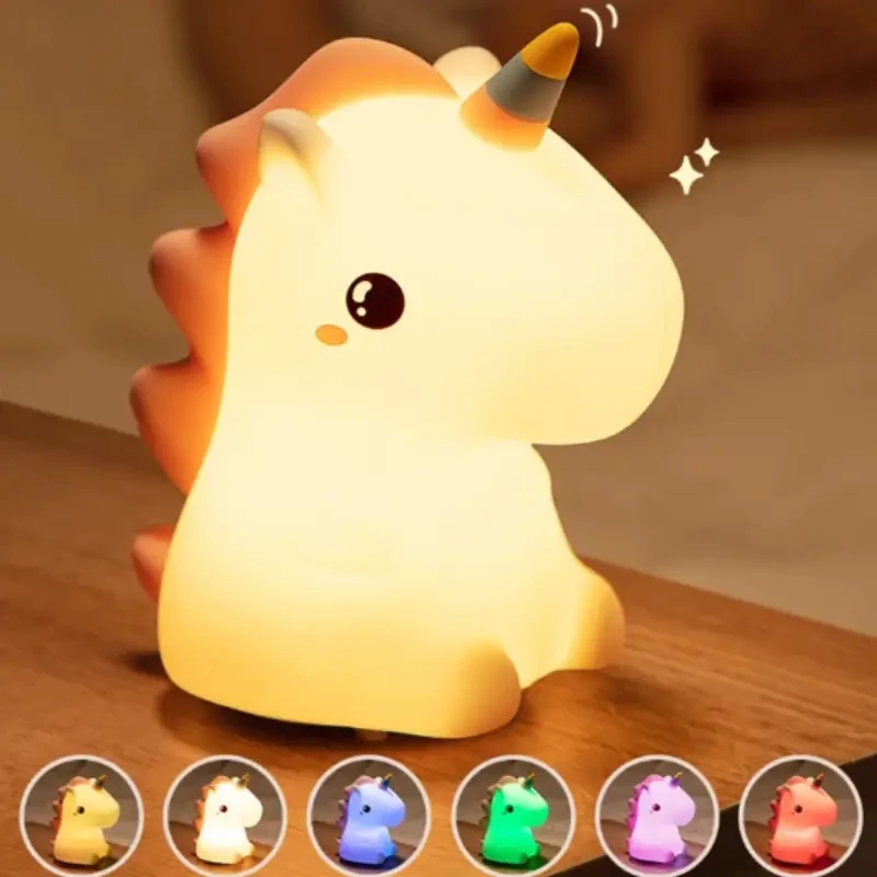 Soft Unicorns Silicone Night Lights For Sleep Room USB Rechargeable Colorful Lamp