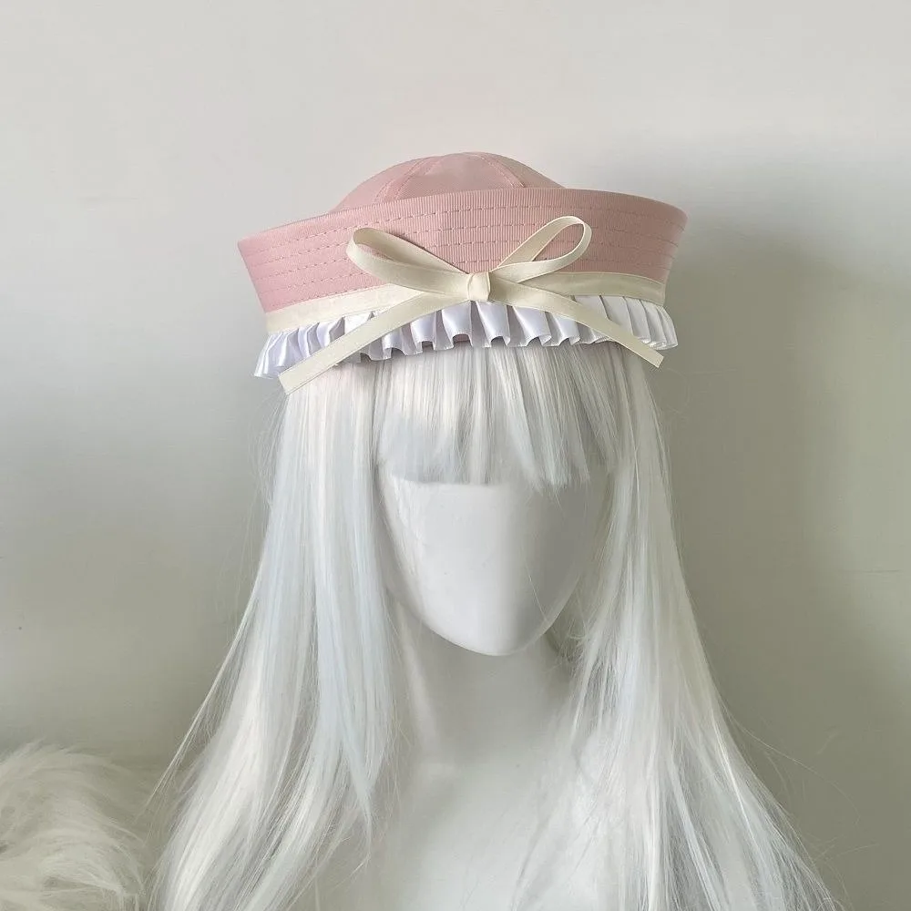 

Fashion Ruffle JK Bow Beret Dome Flip Eaves Sailor Hat Cosplay Korean Style Navy Cap Travel