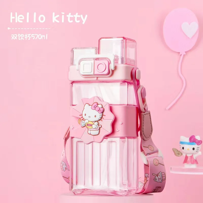 

Sanrio Hello Kitty, милый студенческий подарок, кофейная чашка Kulomie, портативный ремешок с героями мультфильмов, большая емкость, двойная чашка для питья