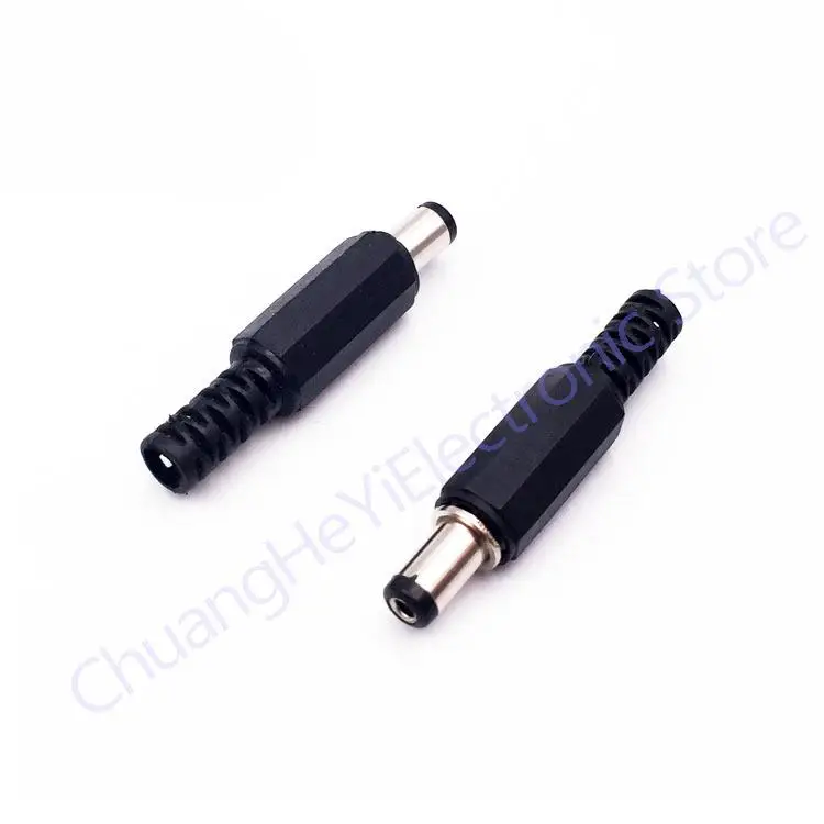 2022 Hot Sales 5 Pcs Black 2.1mm x 5.5mm DC Power Male Plug Jack Adapter