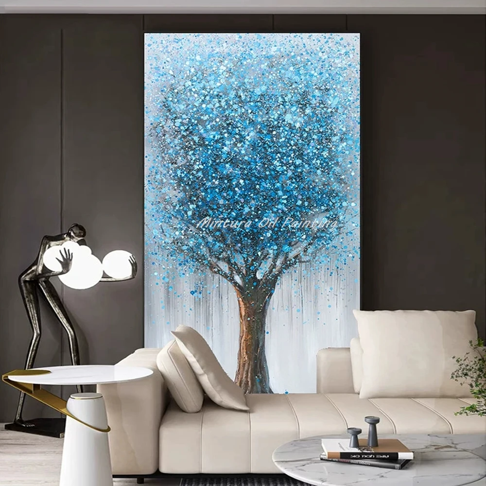 Mintura,Handpainted Tree Oil Painting on Canvas Modern Room Decoration Home Decor Nordic Abstract Flower Poster Wall Art Picture