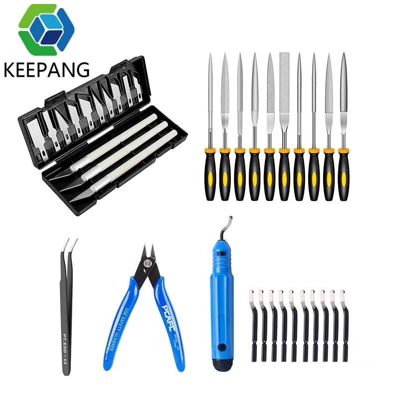 KEEPANG 3D Printer Accessories Tool Kit File Cutter Scraper Material Removal Tool for Cleaning Printing Removing Finishing