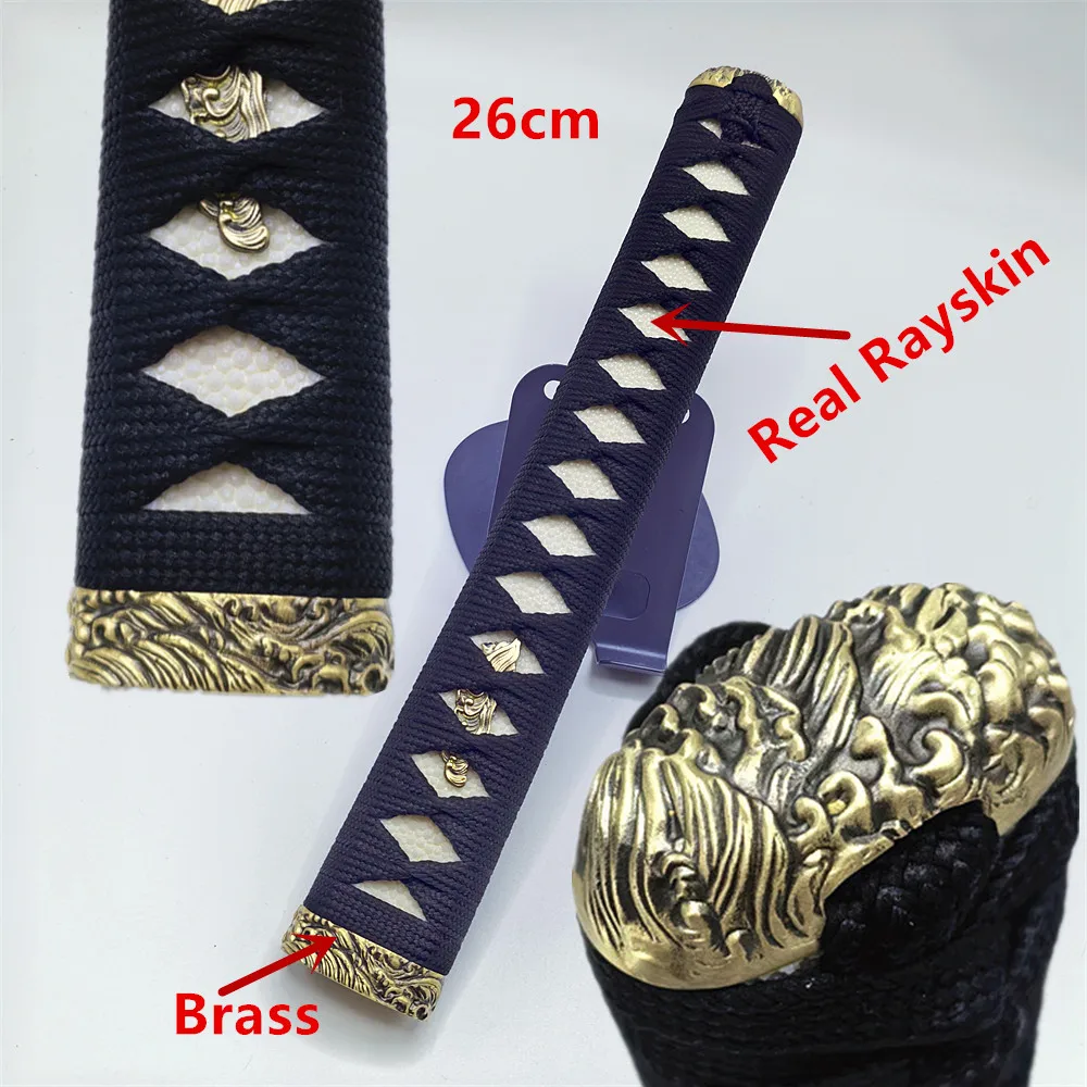 26cm Real Rayskin Tsuka brass kashira Fuchi Handle For Japanese Samurai Katana Sword Fittings