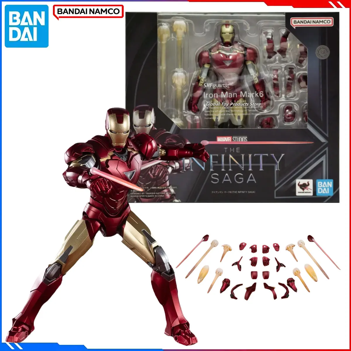 

Genuine Bandai Original Lron Man Figure Model Kit SHF 1/12 Anime Figures Lron Man Mark6 Action Model Christmas Toys Gift for Kid