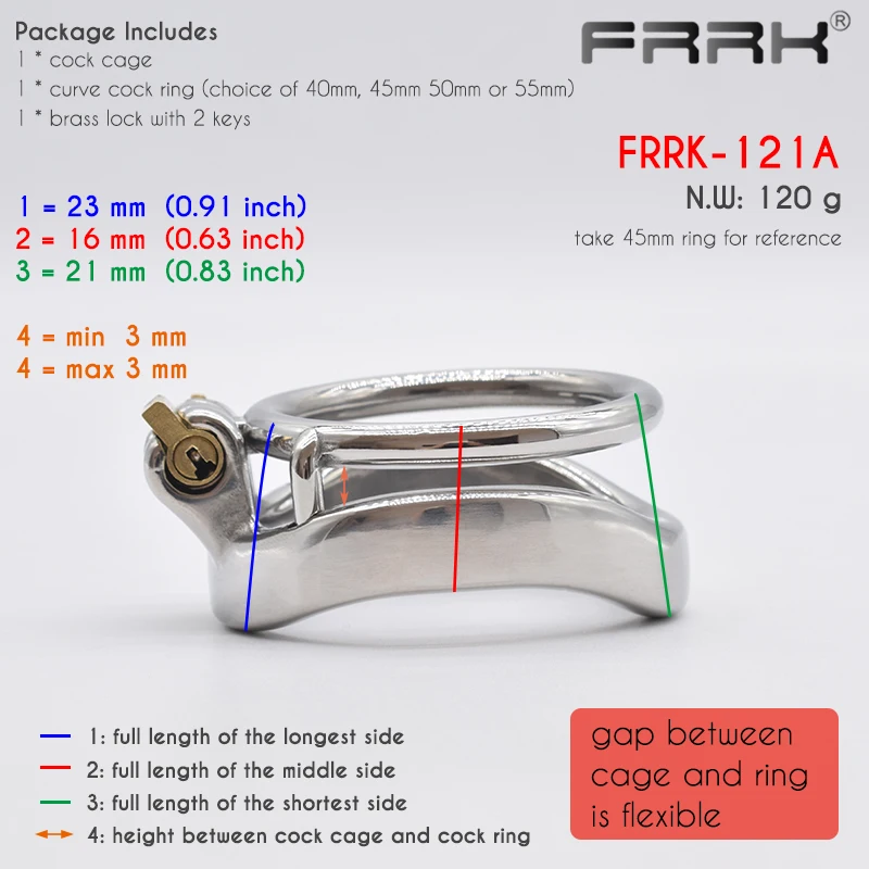 FRRK Double Penis Rings Cock Lock Male Chastity Cage Stainless Steel Bondage Device Restraint Sex Toys for Adutls 18 Training