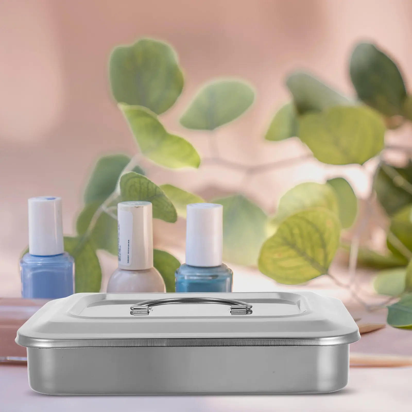 

Медицинский контейнер-лоток из нержавеющей стали с квадратной крышкой, серебристый, для дезинфекции, термометра и стерилизации, удлиненный