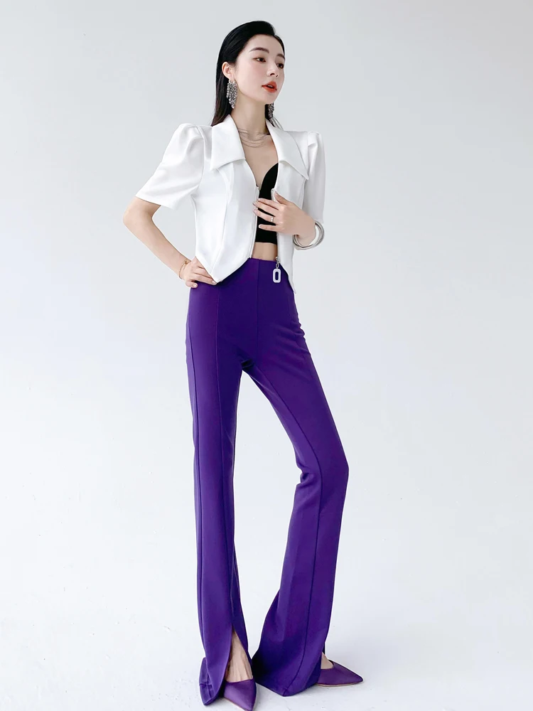 

Aksaya Ele ort Sve Slim Fit Faionable Top Women's Summer irt Sli Design Polyester Zipper Closure Ne