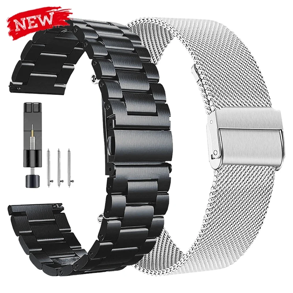 Metalowy pasek 18/20/22/24mm do Samsung Galaxy Watch 7/6/5 40/44mm, bransoleta z siatki do Huawei Watch GT6 5 GT5Pro 4Pro 46mm, opaska na nadgarstek