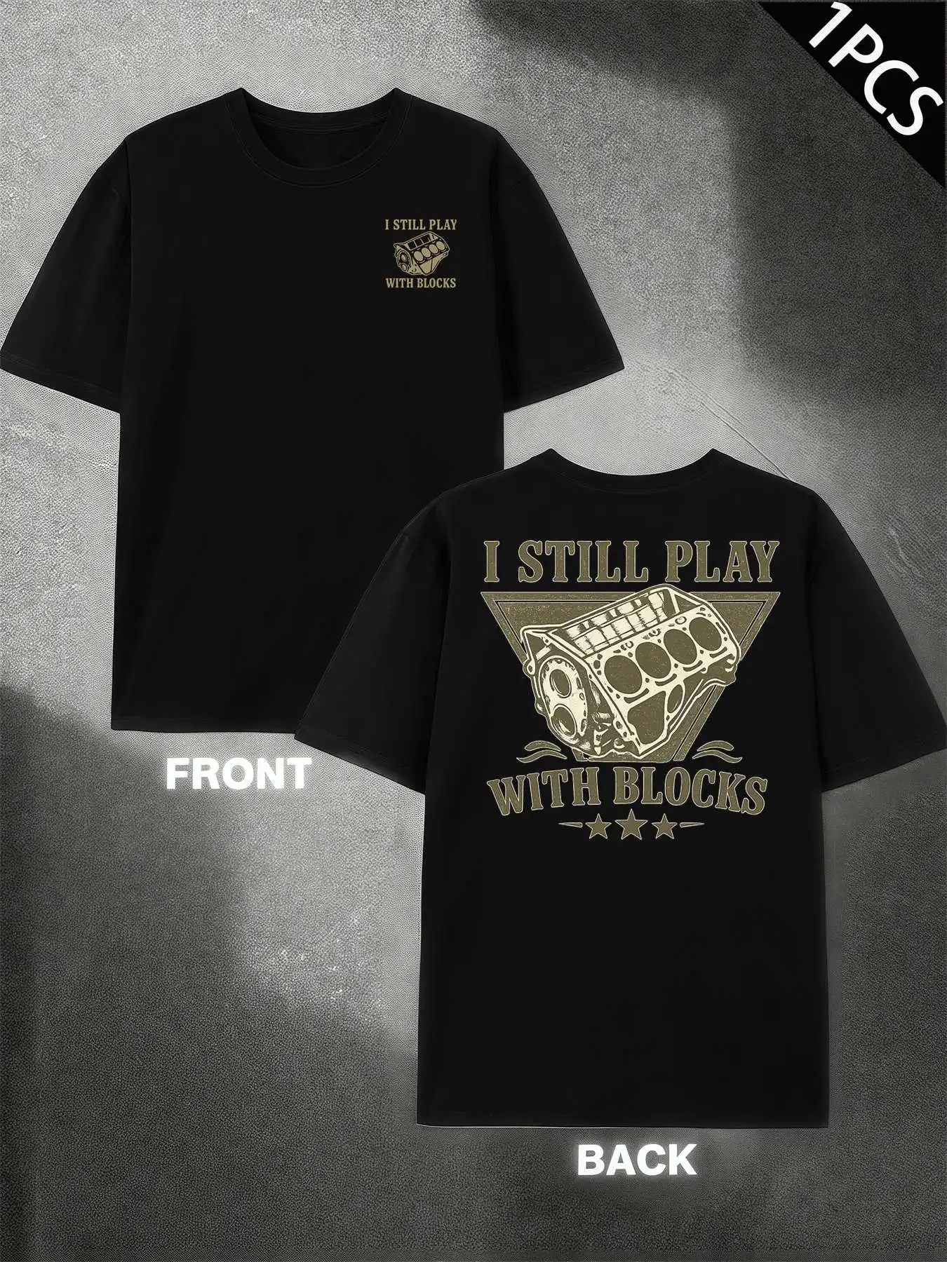 

Engine Block Mechanic Humor Tee Men's Double-Sided printed Fashionable Casual Crew Neck 220gsm Pure Cotton T-Shirt