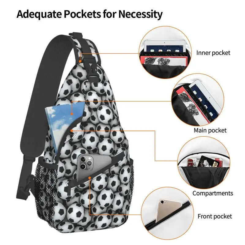 Soccer Ball Sling Bags for Men Cool Football Sport Pattern Shoulder Crossbody Chest Backpack Cycling Camping Daypack