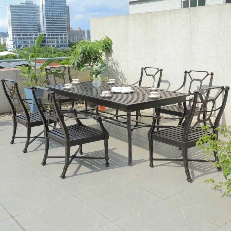 

Outdoor cast aluminum tables and chairs courtyard garden outdoor open-air balcony leisure sofa metal table and chair combination