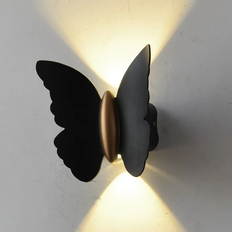 

Modern Minimalist Butterfly Wall Lamp Creative Led Waterproof Outdoor Terrace Patio Lights Living Room Bedroom Background Wall