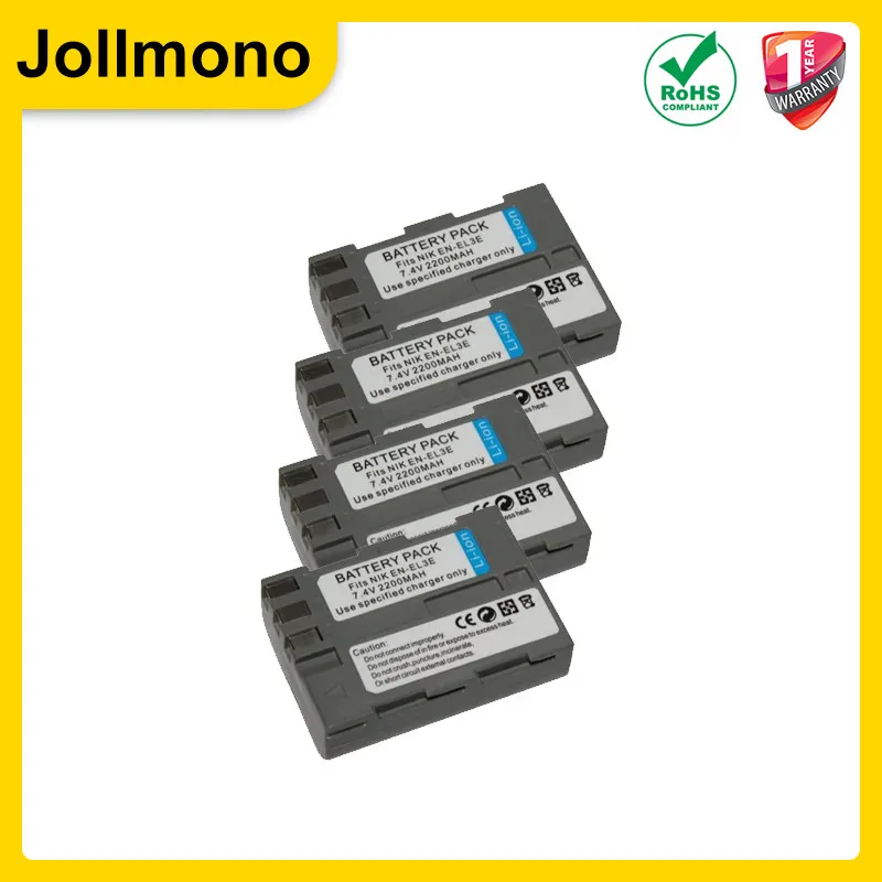 4Pcs EN-EL3e  EL3a ENEL3e Digital Camera Battery for Nikon D300S D300 D100 D200 D700 D70S D80 D90 D50 L50